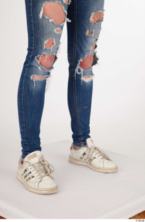 Olivia Sparkle blue jeans with holes calf casual dressed white…